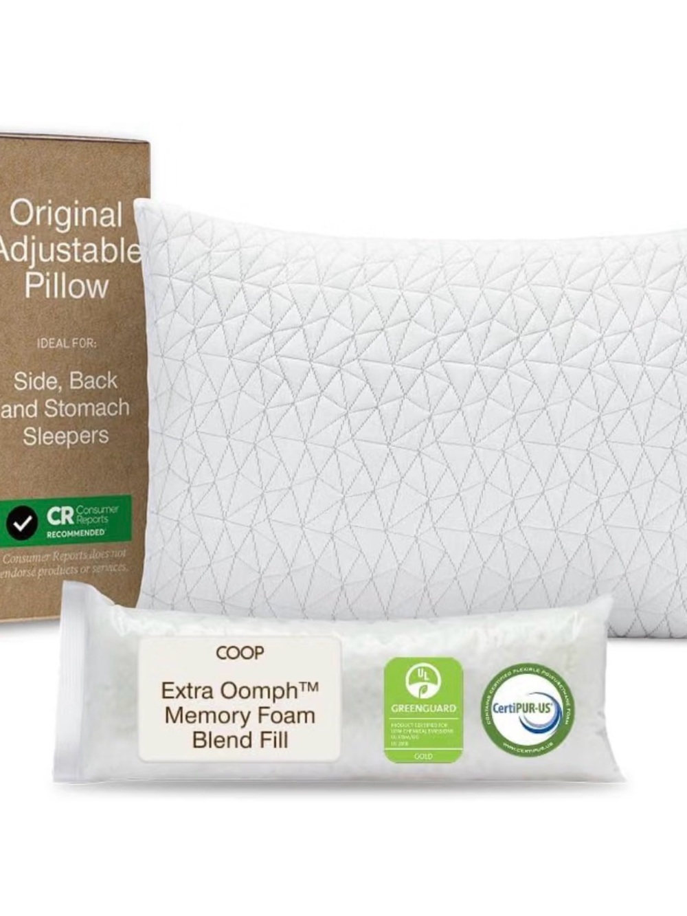 Coop Home Goods Original Adjustable Pillow, Queen Size Bed Pillows for Sleeping